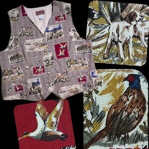 VINTAGE Pendleton fox hunt English countryside women’s vest hunting dog bird 90s